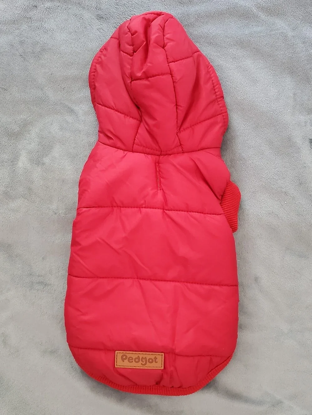 Pedgot Small Red and White Dog Jacket with Buttons w/fur Lining